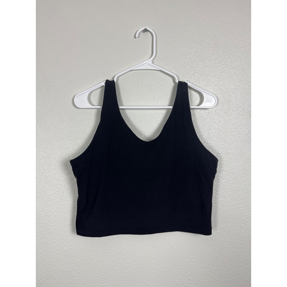 Athleta Tank Top Womens XL Black Aurora Seamless Crop V-Neck Bra Athletic Tank